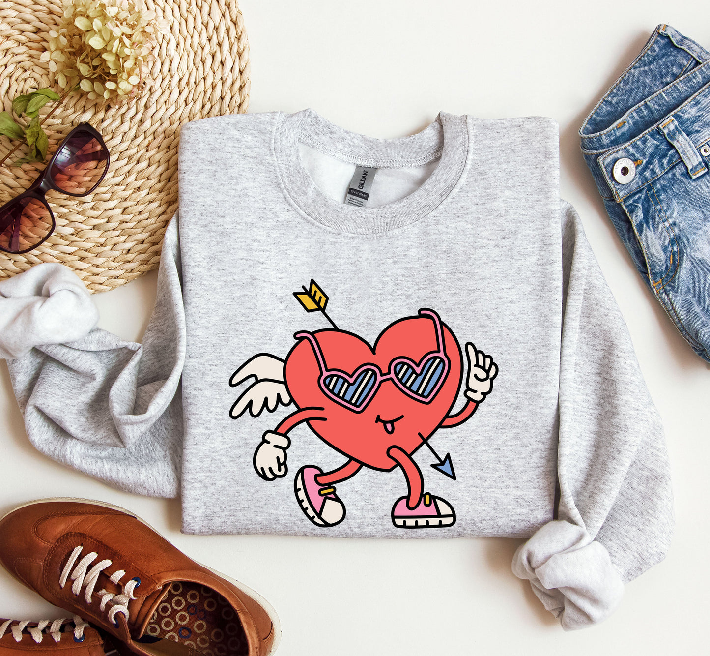 Mini Retro Heart Sweatshirt, Vintage Valentine's Day Sweatshirt