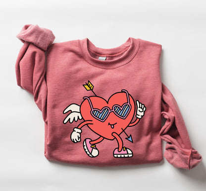 Mini Retro Heart Sweatshirt, Vintage Valentine's Day Sweatshirt