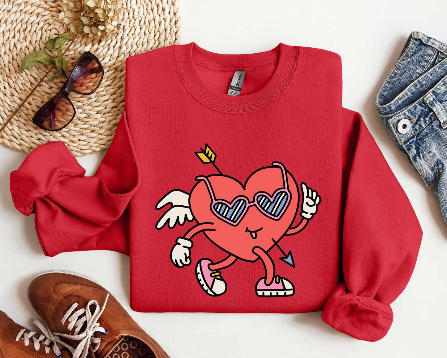 Mini Retro Heart Sweatshirt, Vintage Valentine's Day Sweatshirt