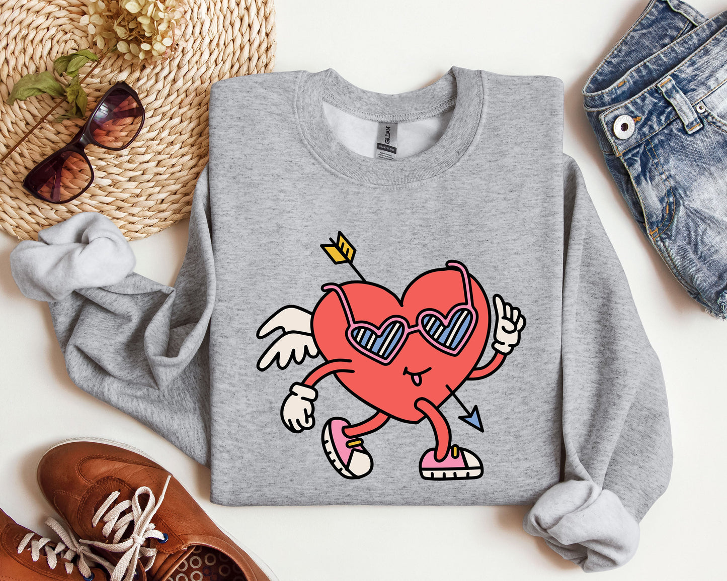 Mini Retro Heart Sweatshirt, Vintage Valentine's Day Sweatshirt
