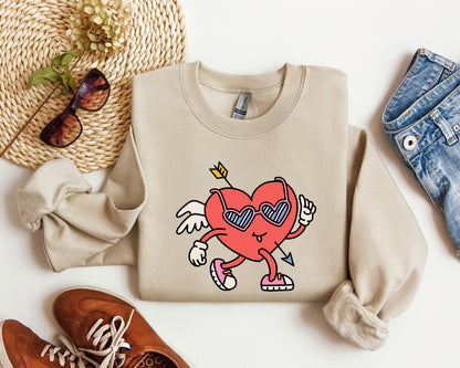 Mini Retro Heart Sweatshirt, Vintage Valentine's Day Sweatshirt