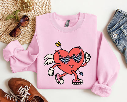 Mini Retro Heart Sweatshirt, Vintage Valentine's Day Sweatshirt