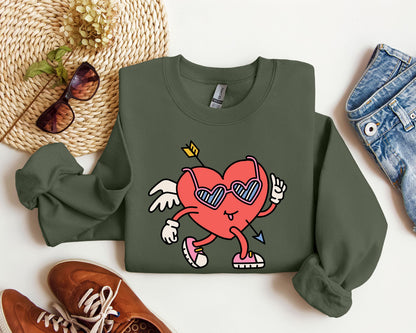 Mini Retro Heart Sweatshirt, Vintage Valentine's Day Sweatshirt
