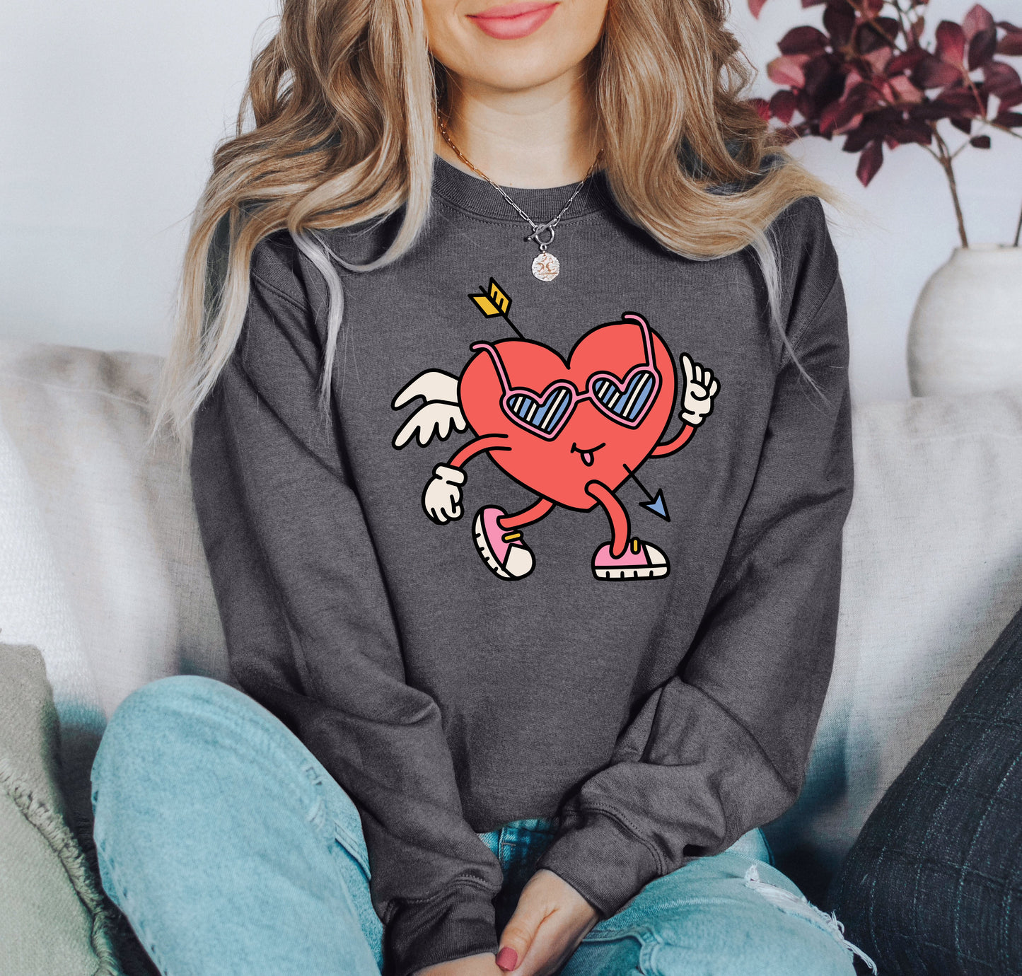 Mini Retro Heart Sweatshirt, Vintage Valentine's Day Sweatshirt
