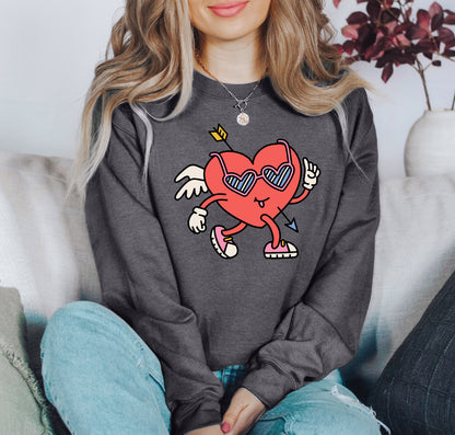 Mini Retro Heart Sweatshirt, Vintage Valentine's Day Sweatshirt