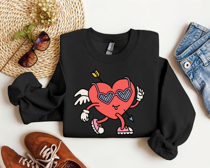 Mini Retro Heart Sweatshirt, Vintage Valentine's Day Sweatshirt