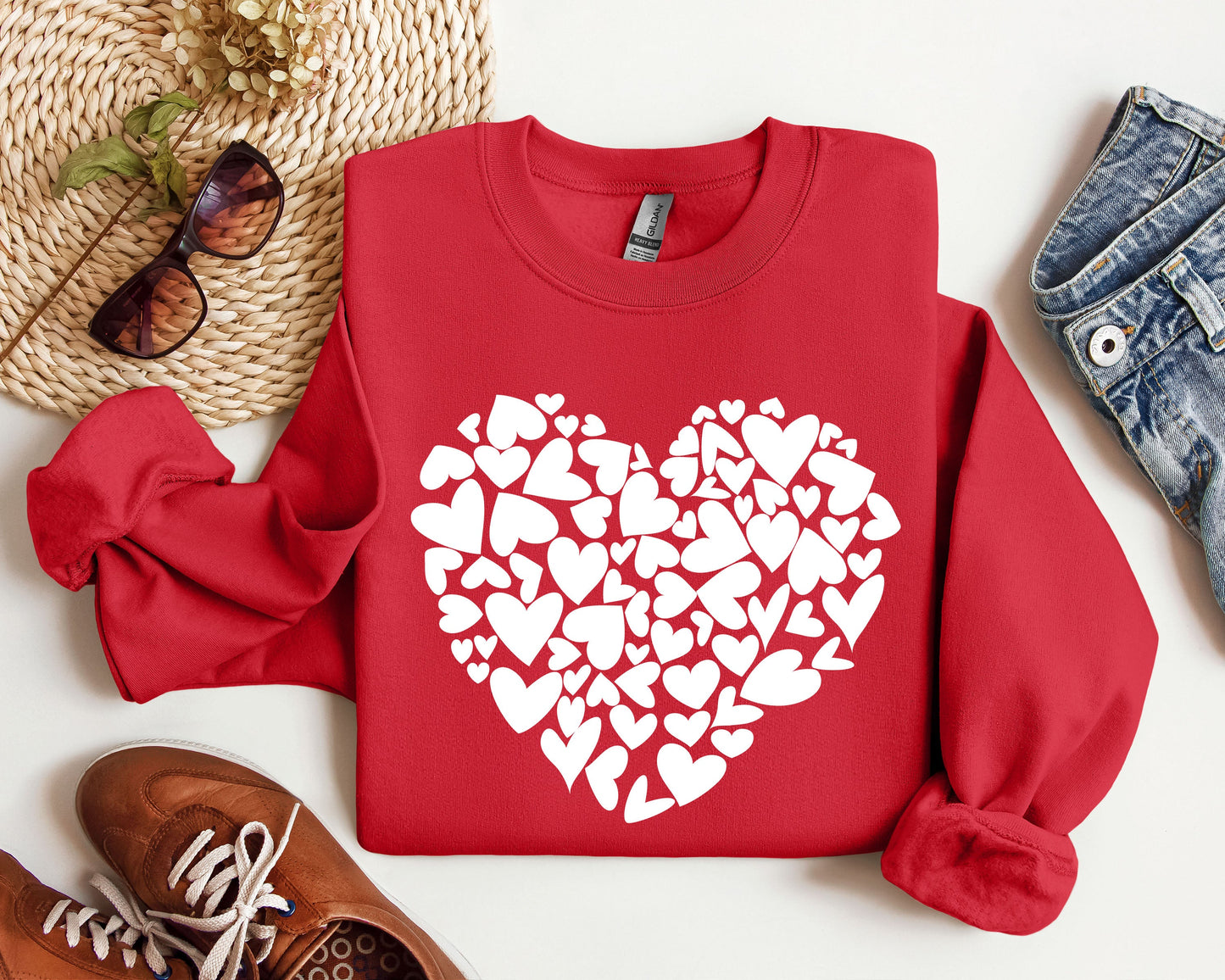 Mini Hearts Sweatshirt, Vintage Valentine's Day Sweatshirt