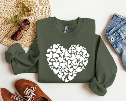 Mini Hearts Sweatshirt, Vintage Valentine's Day Sweatshirt
