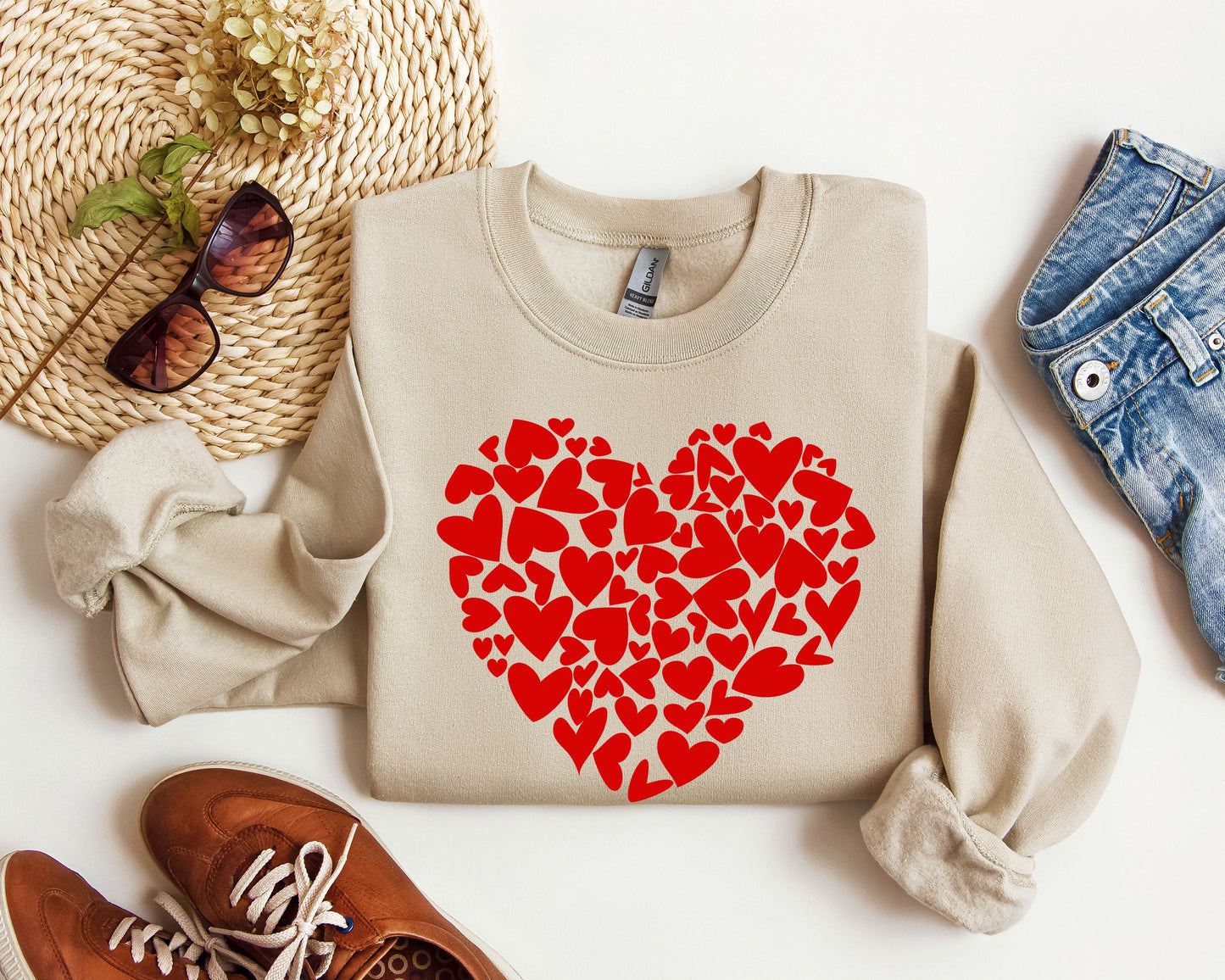 Mini Hearts Sweatshirt, Vintage Valentine's Day Sweatshirt