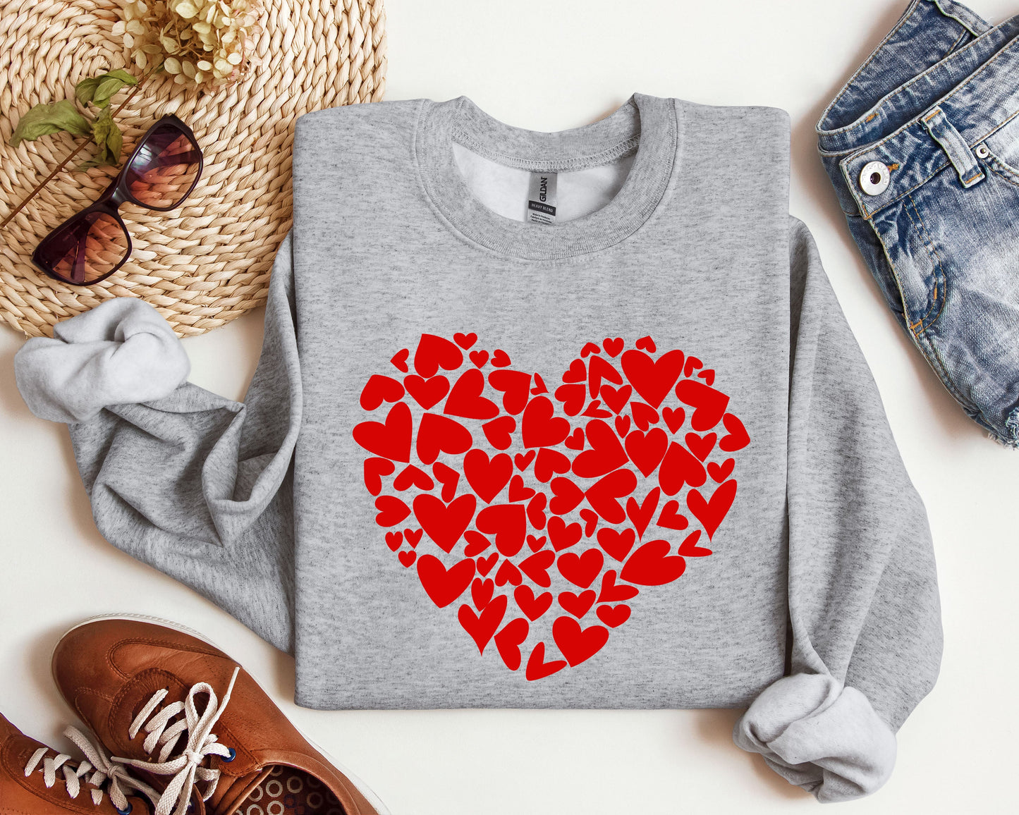 Mini Hearts Sweatshirt, Vintage Valentine's Day Sweatshirt
