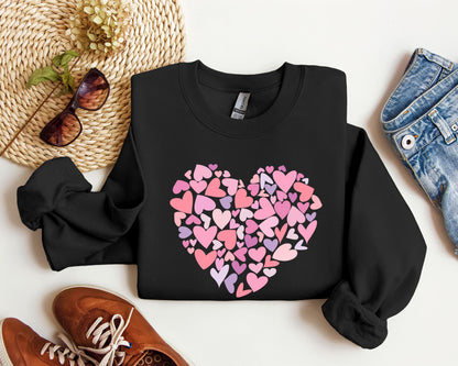 Mini Pink Hearts Retro Sweatshirt, Vintage Valentine's Day Sweatshirt