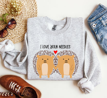I Love Your Needles Hedgehog Sweatshirt, Vintage Valentine's Day Sweatshirt