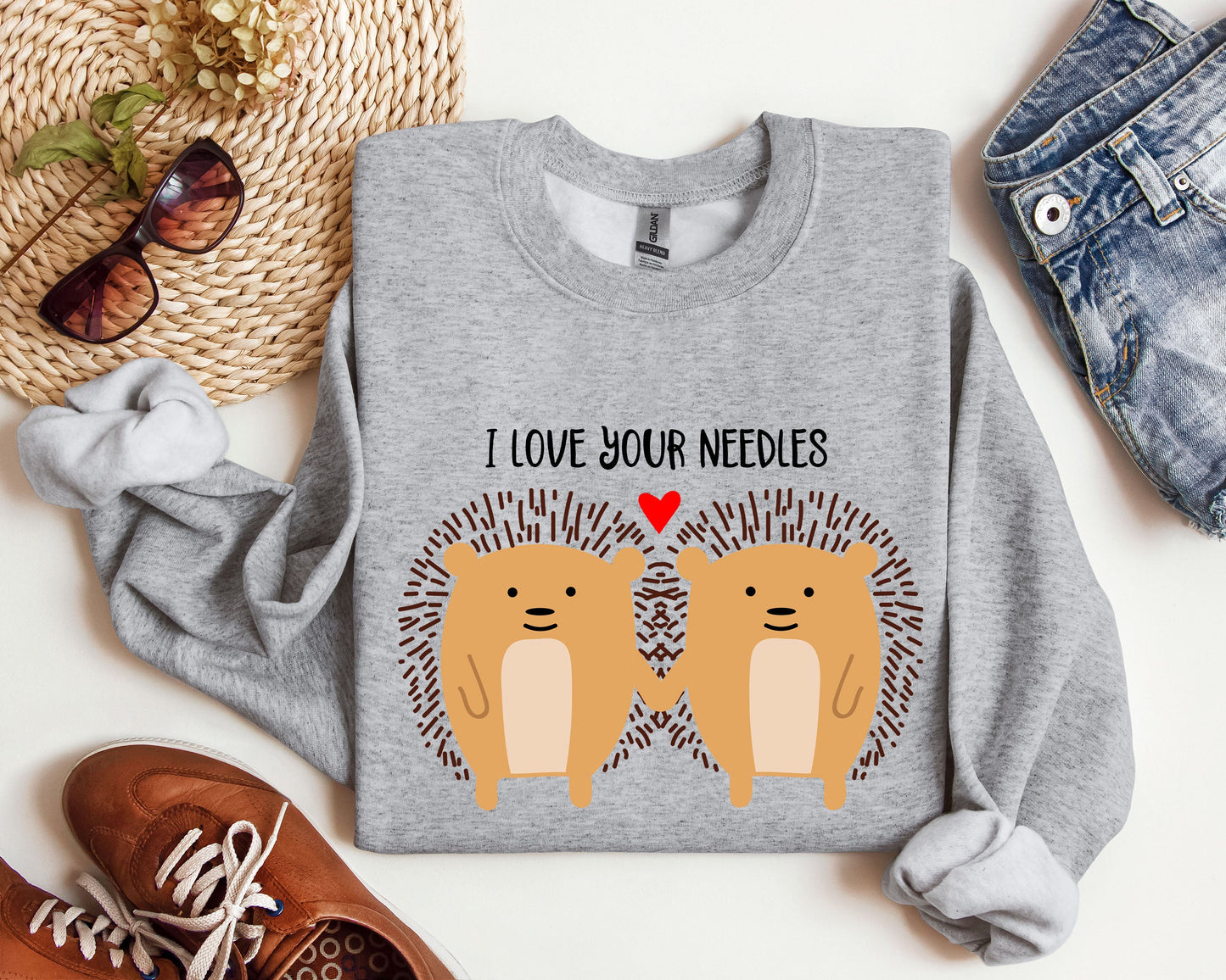 I Love Your Needles Hedgehog Sweatshirt, Vintage Valentine's Day Sweatshirt