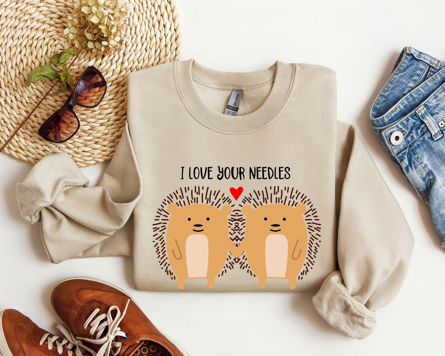 I Love Your Needles Hedgehog Sweatshirt, Vintage Valentine's Day Sweatshirt