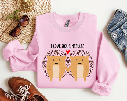 I Love Your Needles Hedgehog Sweatshirt, Vintage Valentine's Day Sweatshirt