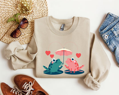 Retro Lover Frogs Sweatshirt, Vintage Valentine's Day Sweatshirt