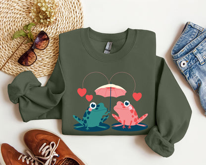 Retro Lover Frogs Sweatshirt, Vintage Valentine's Day Sweatshirt