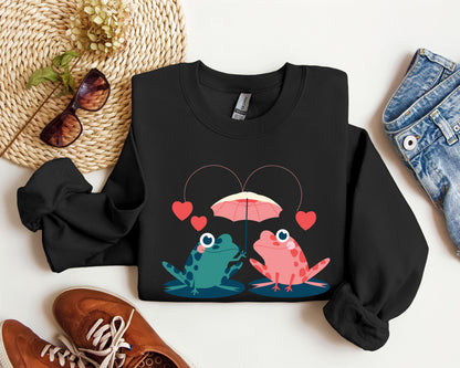Retro Lover Frogs Sweatshirt, Vintage Valentine's Day Sweatshirt