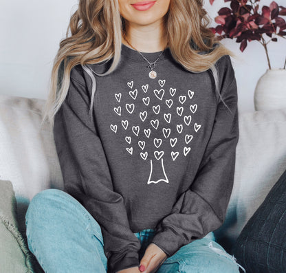 Retro Heart Tree Sweatshirt, Vintage Valentine's Day Sweatshirt