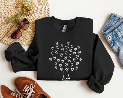 Retro Heart Tree Sweatshirt, Vintage Valentine's Day Sweatshirt