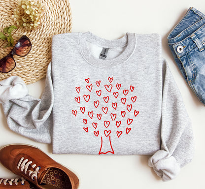 Retro Heart Tree Sweatshirt, Vintage Valentine's Day Sweatshirt