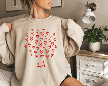 Retro Heart Tree Sweatshirt, Vintage Valentine's Day Sweatshirt