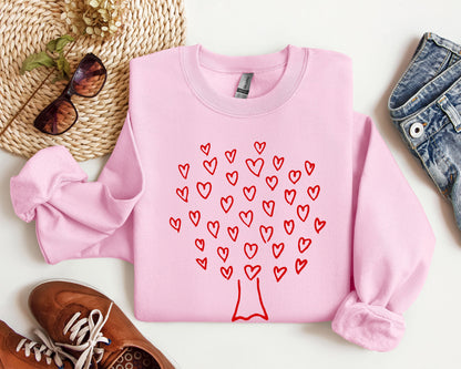 Retro Heart Tree Sweatshirt, Vintage Valentine's Day Sweatshirt