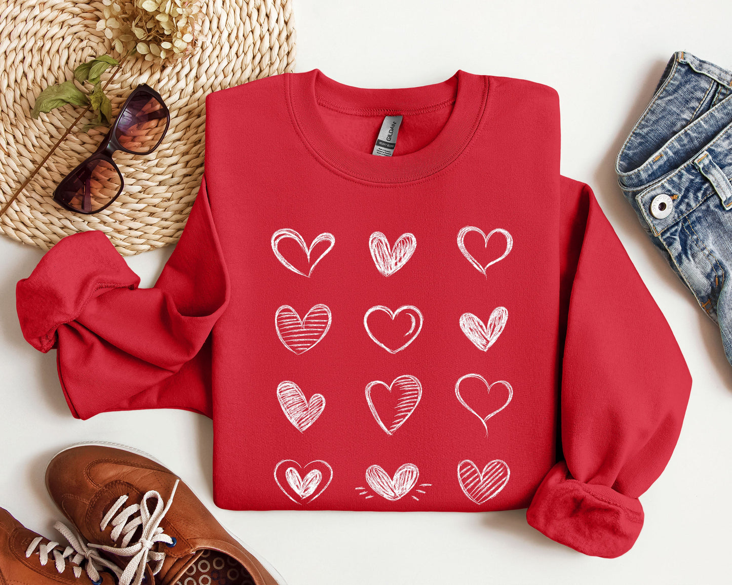 Retro Chic Hearts Sweatshirt, Vintage Valentine's Day Sweatshirt