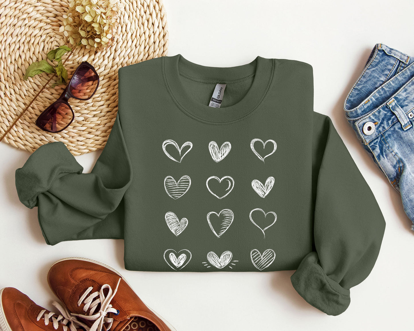 Retro Chic Hearts Sweatshirt, Vintage Valentine's Day Sweatshirt
