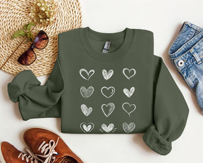 Retro Chic Hearts Sweatshirt, Vintage Valentine's Day Sweatshirt