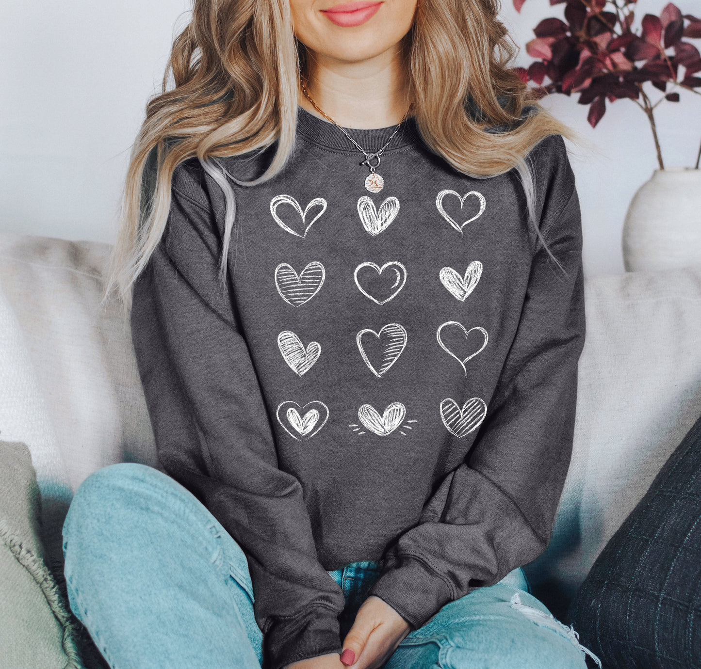Retro Chic Hearts Sweatshirt, Vintage Valentine's Day Sweatshirt