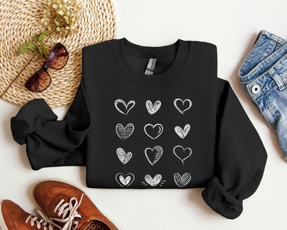 Retro Chic Hearts Sweatshirt, Vintage Valentine's Day Sweatshirt