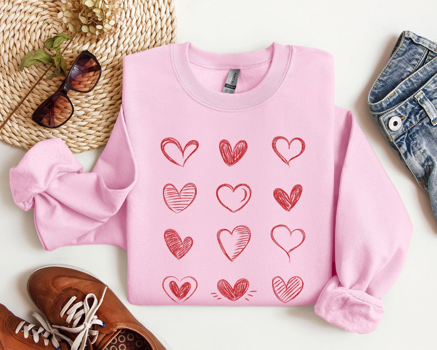 Retro Chic Hearts Sweatshirt, Vintage Valentine's Day Sweatshirt