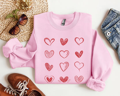 Retro Chic Hearts Sweatshirt, Vintage Valentine's Day Sweatshirt