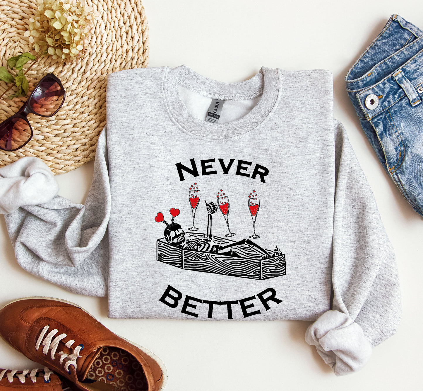 Never Better Lover Skeleton Sweatshirt, Vintage Valentine's Day Sweatshirt