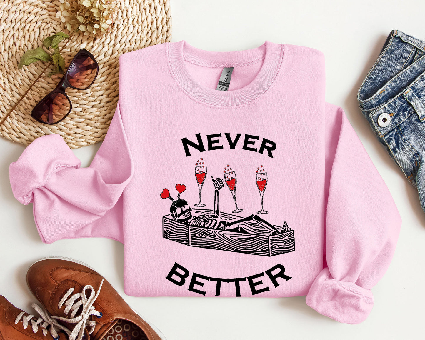 Never Better Lover Skeleton Sweatshirt, Vintage Valentine's Day Sweatshirt