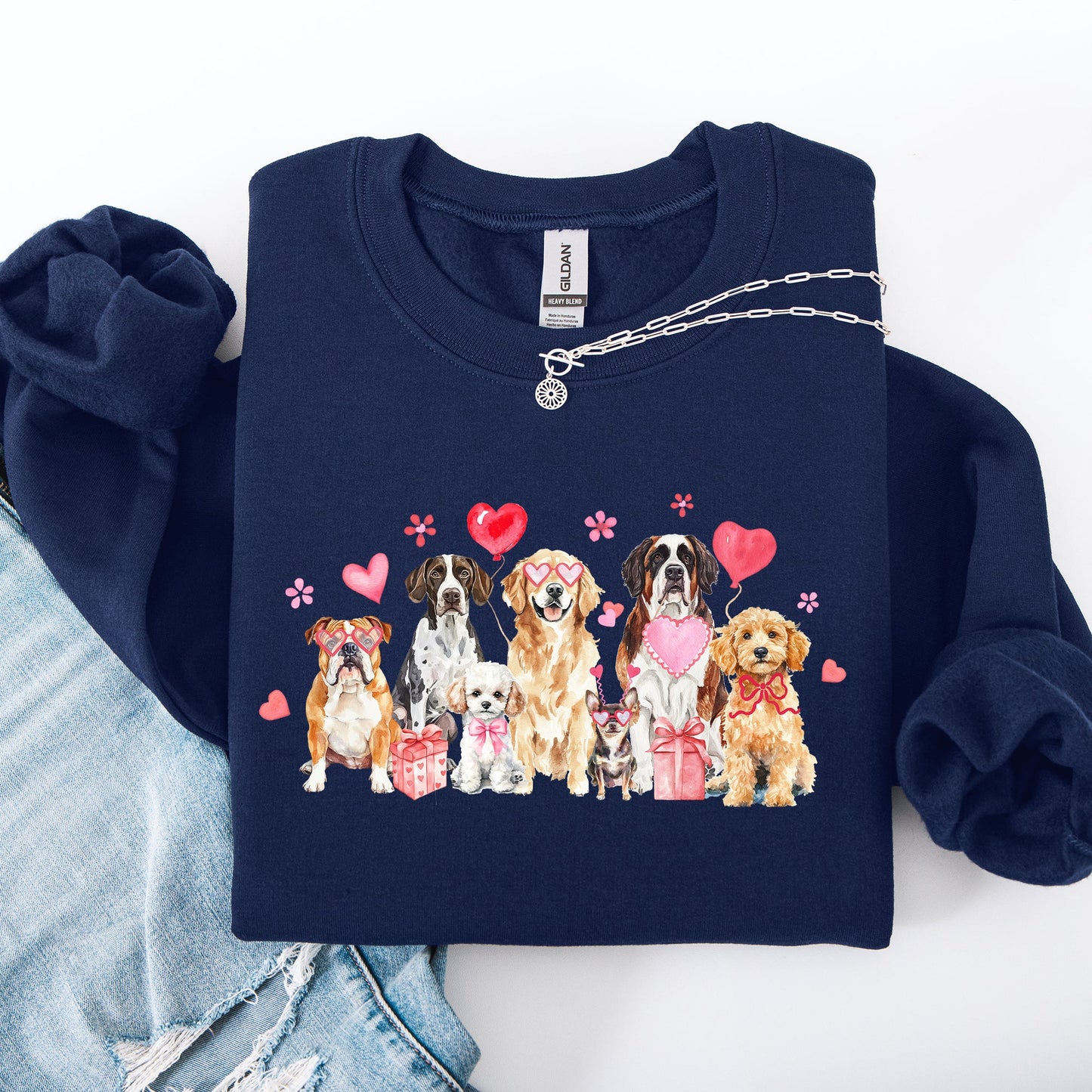 Valentine's Dogs, Cute, Animal Lover, Hearts, Love Sweatshirt