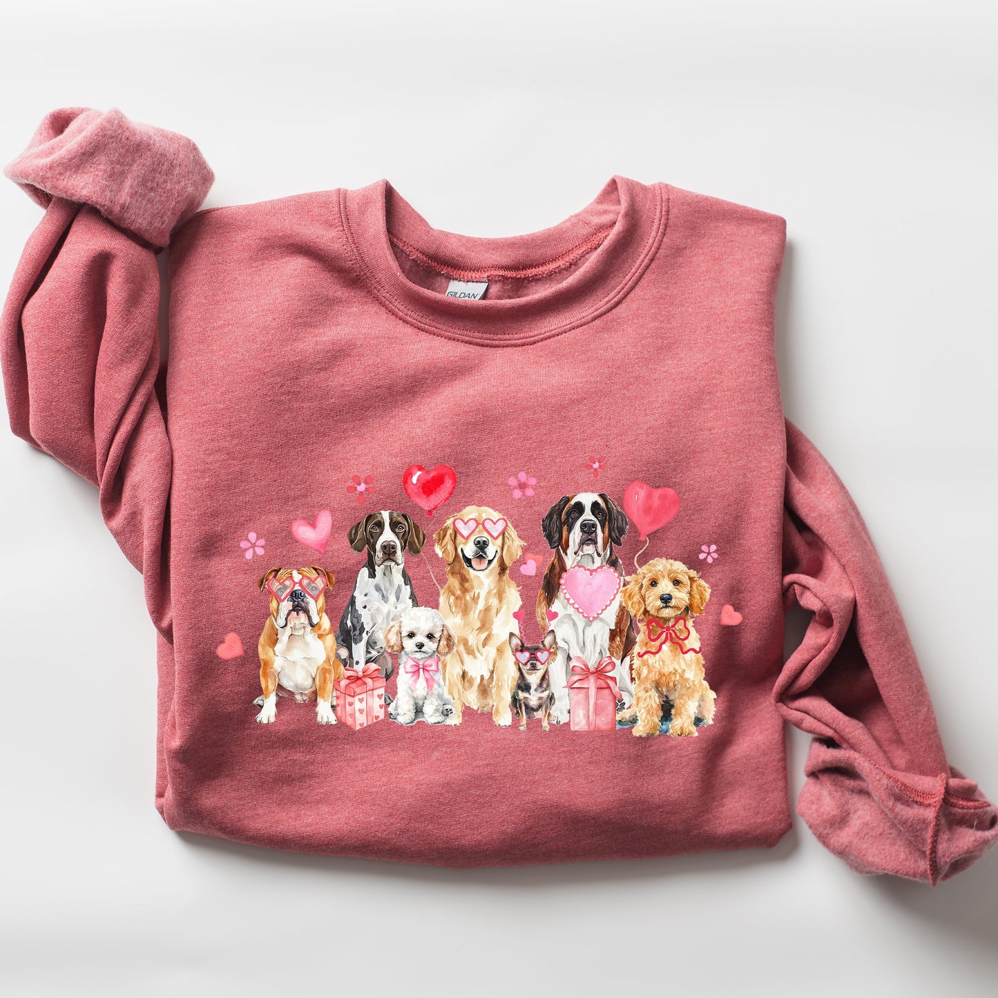 Valentine's Dogs, Cute, Animal Lover, Hearts, Love Sweatshirt