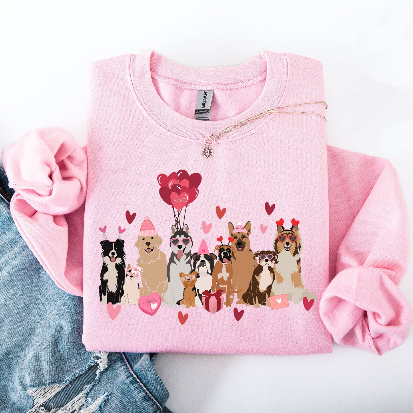 Valentine's Dogs, Cute, Balloons, Animal Lover, Hearts, Love Sweatshirt