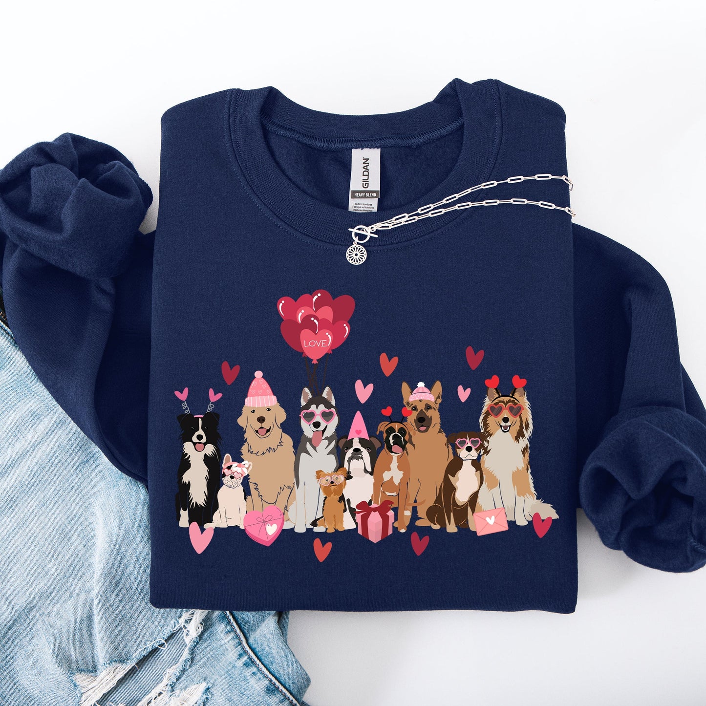 Valentine's Dogs, Cute, Balloons, Animal Lover, Hearts, Love Sweatshirt