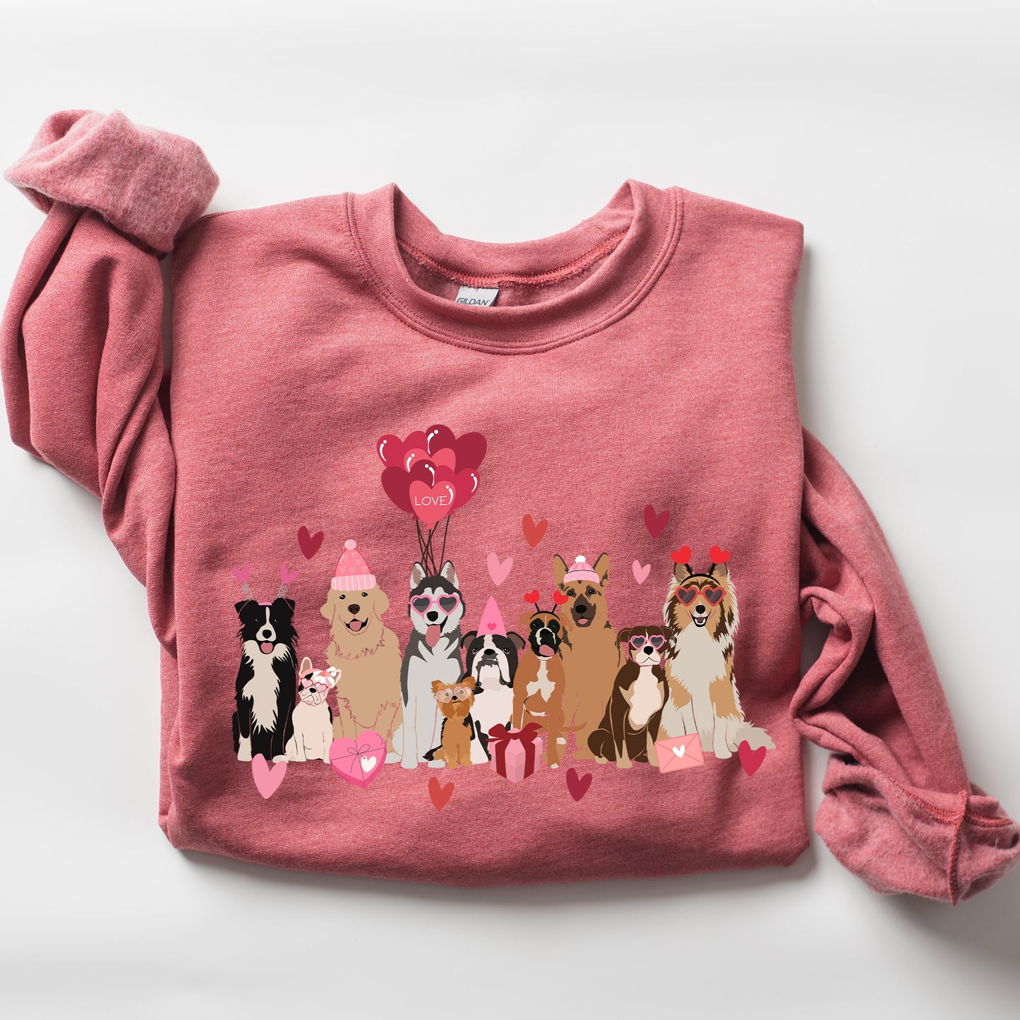 Valentine's Dogs, Cute, Balloons, Animal Lover, Hearts, Love Sweatshirt