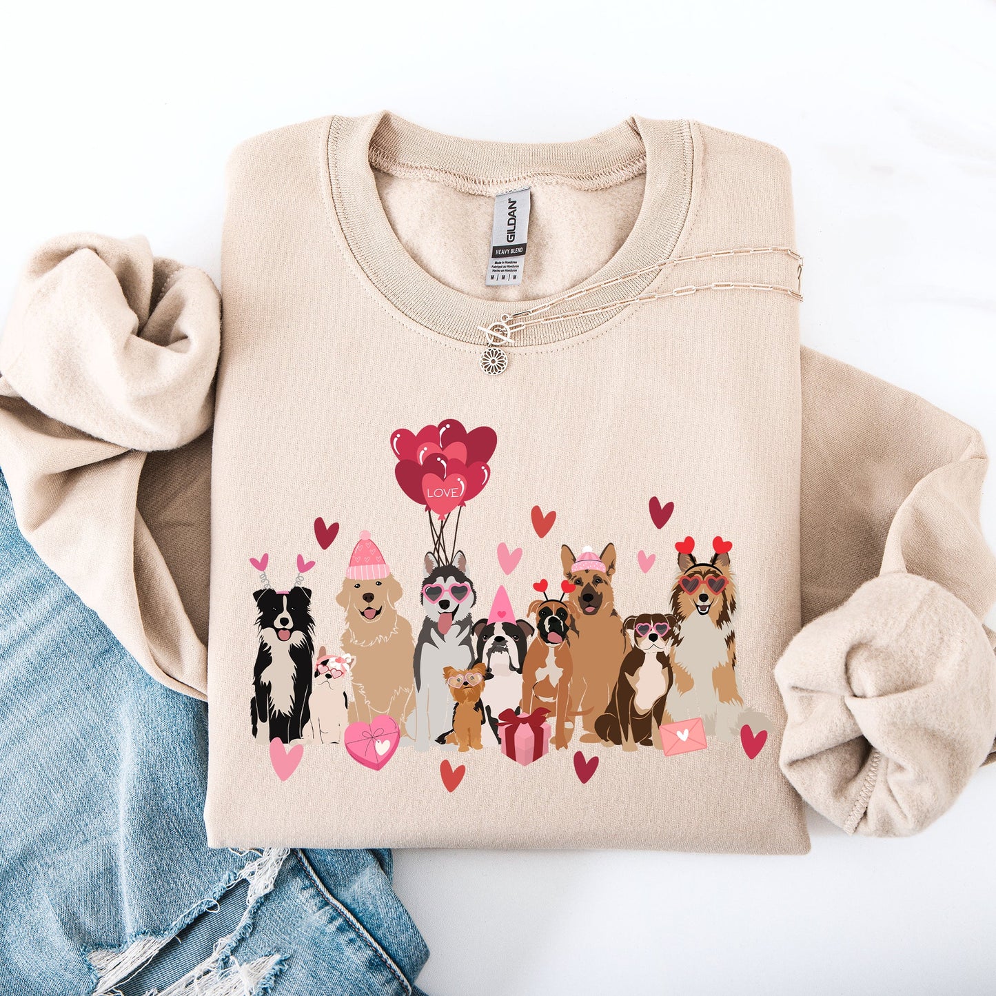 Valentine's Dogs, Cute, Balloons, Animal Lover, Hearts, Love Sweatshirt