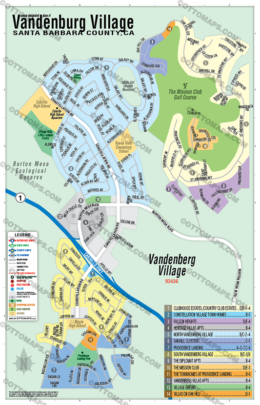 Vandenberg Village Map, Santa Barbara County, CA - POSTER PRINTS
