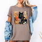 Vintage Black Cat, Halloween, Autumn, Fall, Pumpkin, Tshirt
