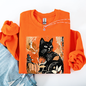 Vintage Black Cat, Halloween, Autumn, Fall, Pumpkin Sweatshirt