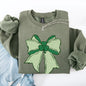 Vintage Bow, Coquette, St Patrick's Day, Shamrock, Clover, Lucky, Leprechaun Sweatshirt