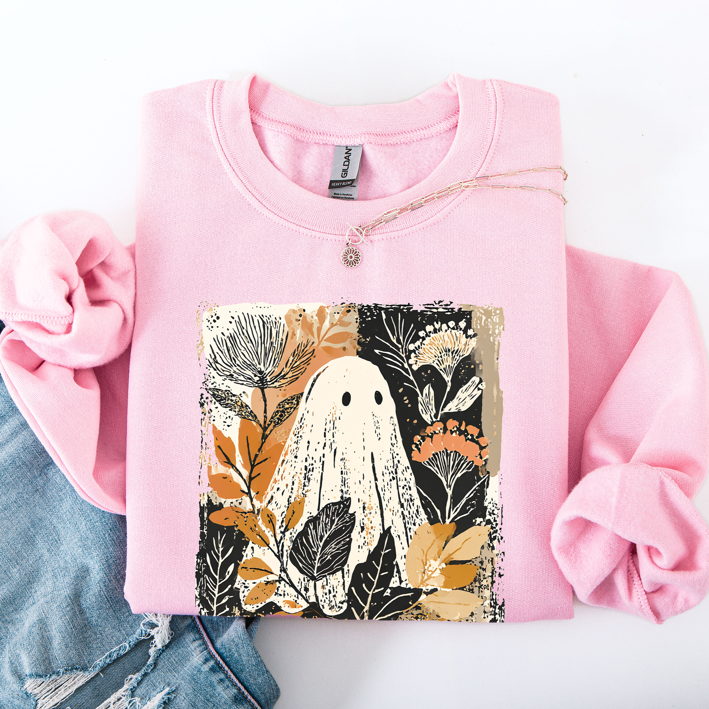 Vintage Ghost Halloween, Botanical, Floral, Autumn, Fall Sweatshirt