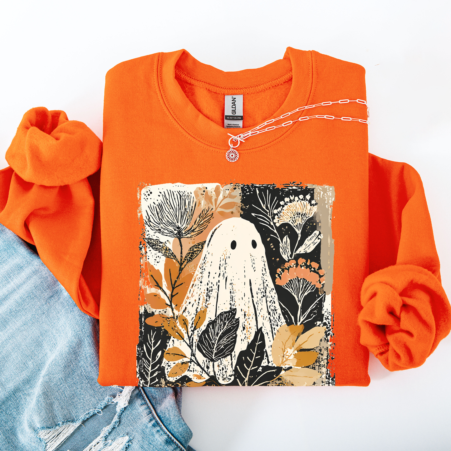 Vintage Ghost Halloween, Botanical, Floral, Autumn, Fall Sweatshirt