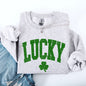 Vintage Lucky, Collegiate, Varsity, St Patrick's Day, Shamrock, Clover, Lucky, Leprechaun Sweatshirt