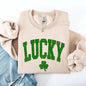 Vintage Lucky, Collegiate, Varsity, St Patrick's Day, Shamrock, Clover, Lucky, Leprechaun Sweatshirt